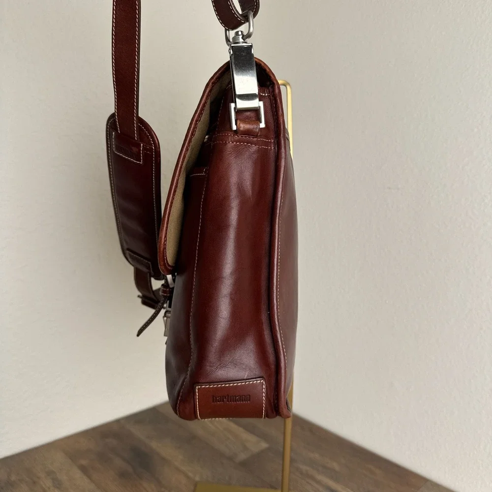 Hartmann Vintage Leather Messenger Bag Brown Briefcase Satchel Laptop Crossbody